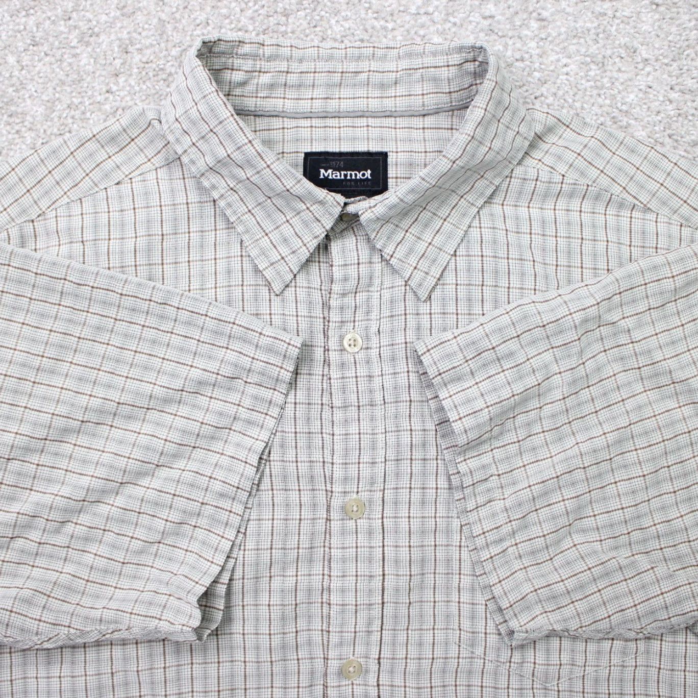 Marmot Marmot Shirt Mens XL Brown Plaid Button-Up Short Sleeve Casual Travel Workwear Wool? No — Polyblend Size US XL / EU 56 / 4 - 2 Thumbnail