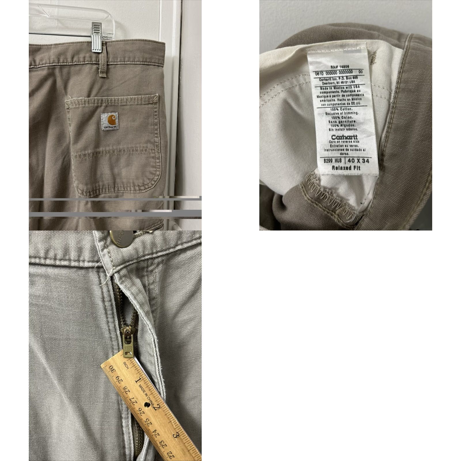 Carhartt VINTAGE Carhartt Work Pants Mens 40x34 Tan Relaxed Fit Canvas YKK Khaki Trousers Size US 40 / EU 56 - 8 Thumbnail