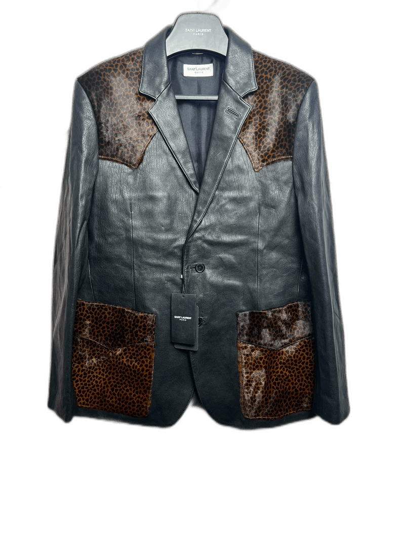Saint Laurent Paris Saint Laurent Leopard Print Leather Blazer Size US L / EU 52-54 / 3 - 1 Thumbnail