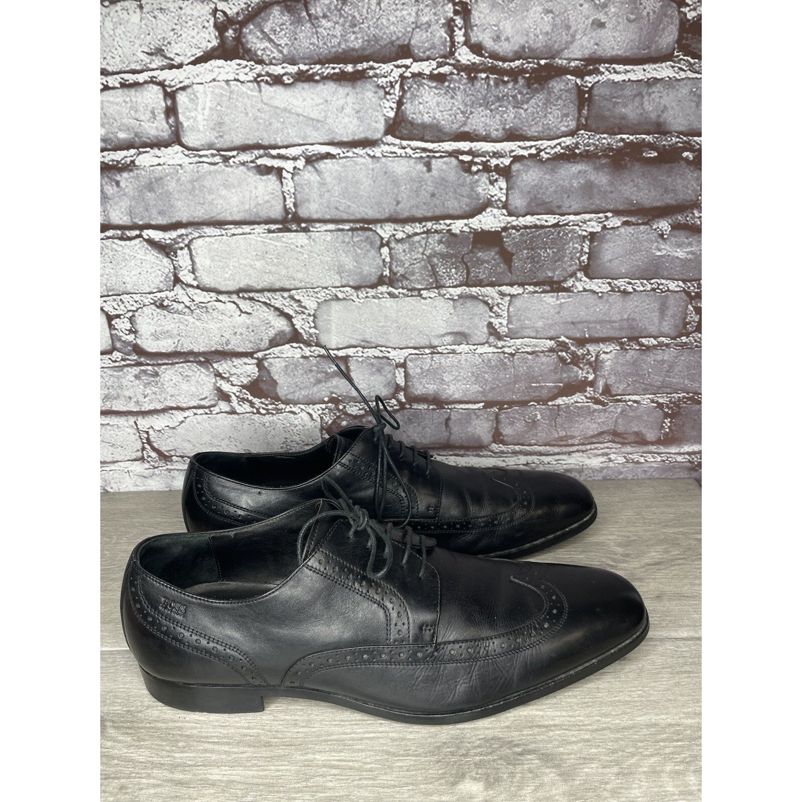 Hugo Boss Boss Hugo Boss Black Leather Wingtip Oxfords Dress Shoes Men Size US 12 / EU 45 - 13 Thumbnail