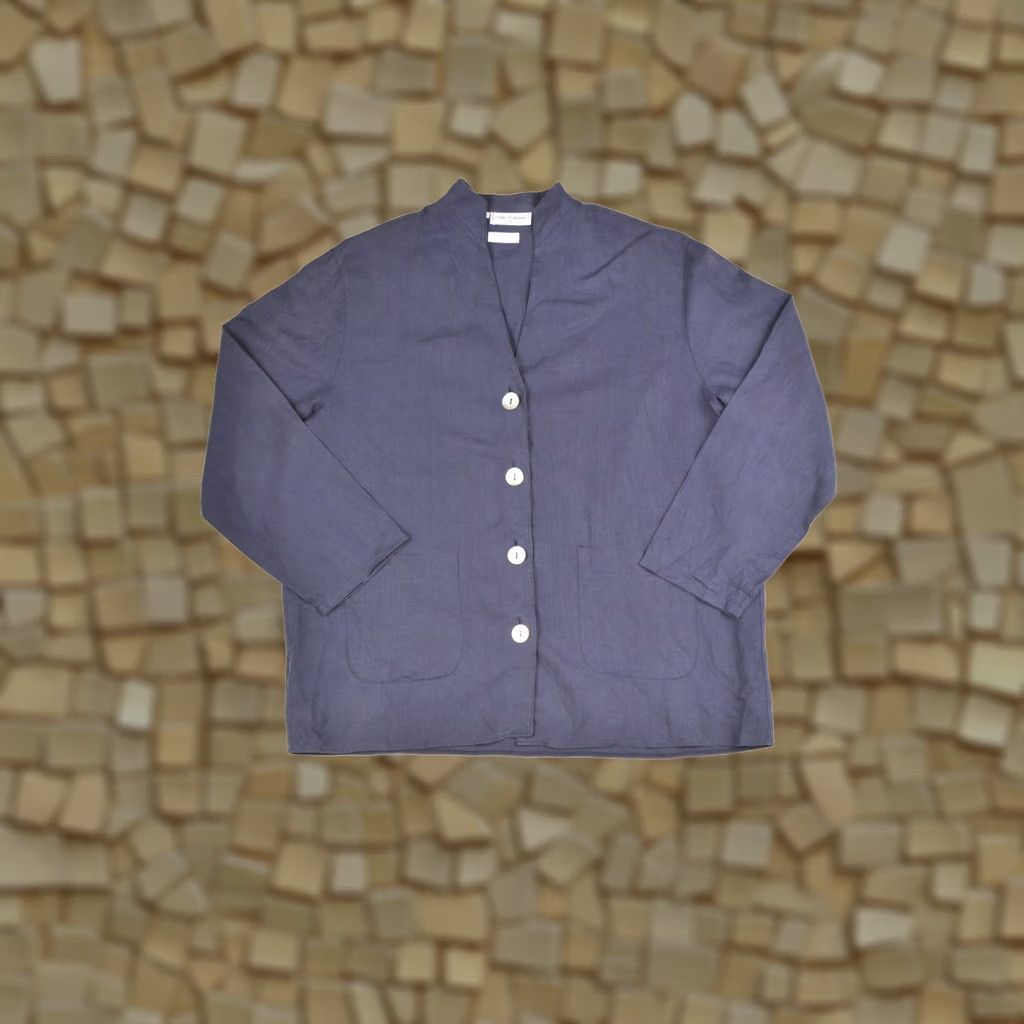 ANNE FONTAINE Anne Fontaine Paris Linen Flax Button Designer Shirt Navy Made in France Size 2 Blue Women Button-Up XS-2 Size XS / US 0-2 / IT 36-38 - 1 Thumbnail
