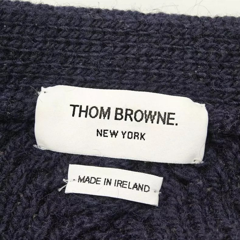 Thom Browne Thom Browne Navy blue striped wool twisted knitted cardigan Size US M / EU 48-50 / 2 - 4 Thumbnail