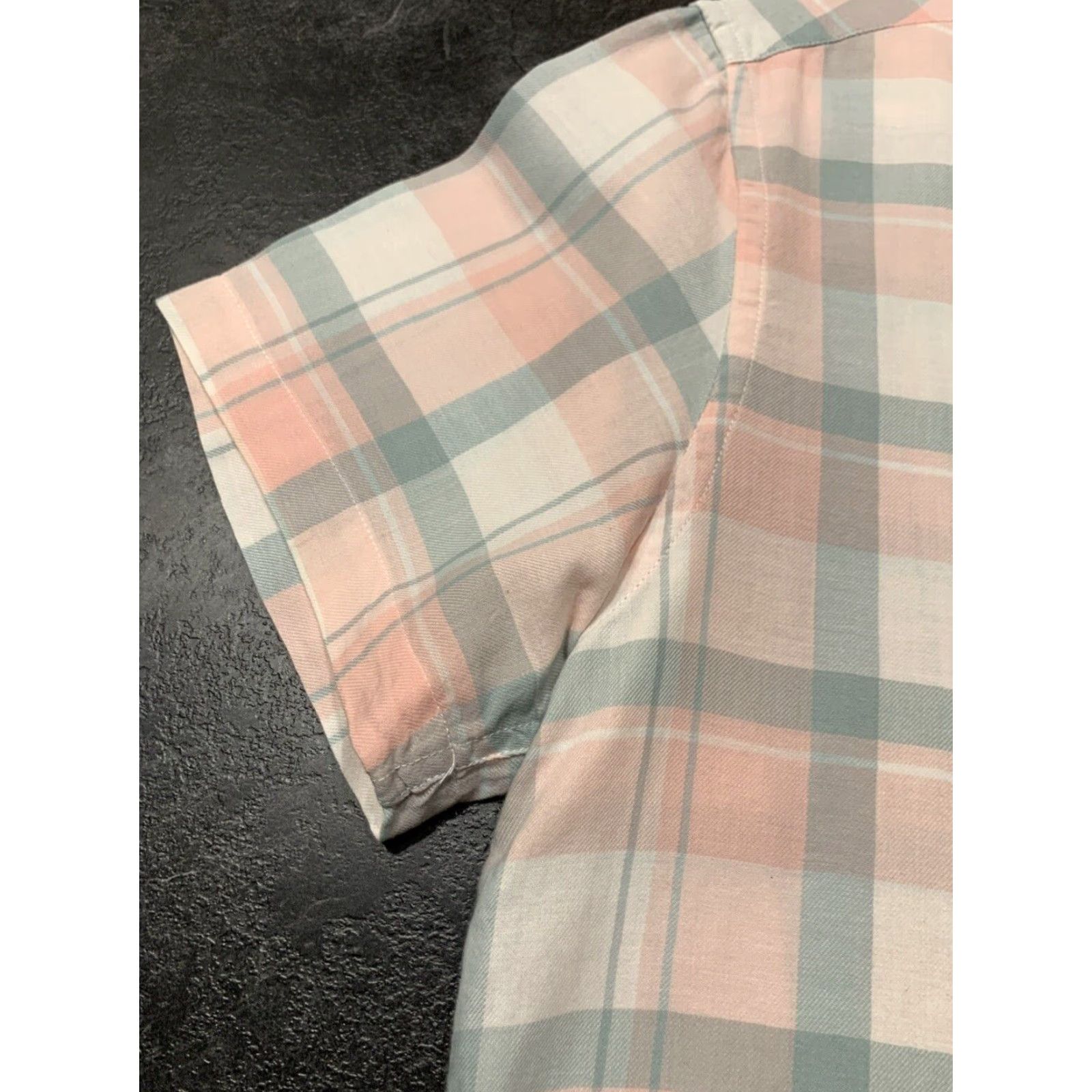Denime VINTAGE Denim & Flower Pink Plaid Slim Fit Short Sleeve Button-Up Shirt Adult Large Cotton Size US L / EU 52-54 / 3 - 5 Thumbnail