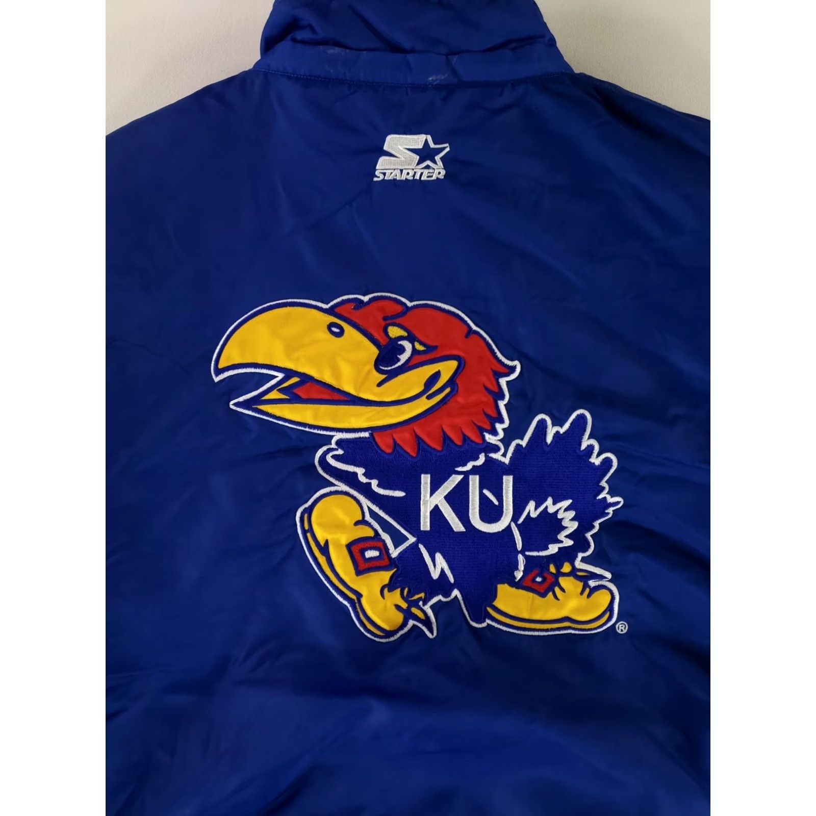 Starter VINTAGE Starter Jacket VTG 90s University Kansas Full Zip Snap Embroidered Blue Mens 3XL Parka Jacket, Blue, 3XL Size US XXL / EU 58 / 5 - 6 Thumbnail