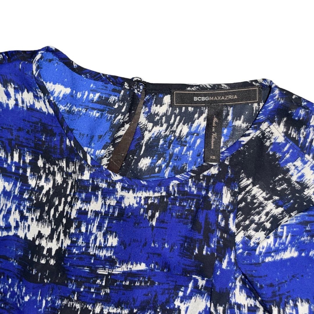 Bcbgmaxazria Edythe Orient Blue Tunic Top Blouse asymmetrical hemline XS Size XS / US 0-2 / IT 36-38 - 3 Thumbnail