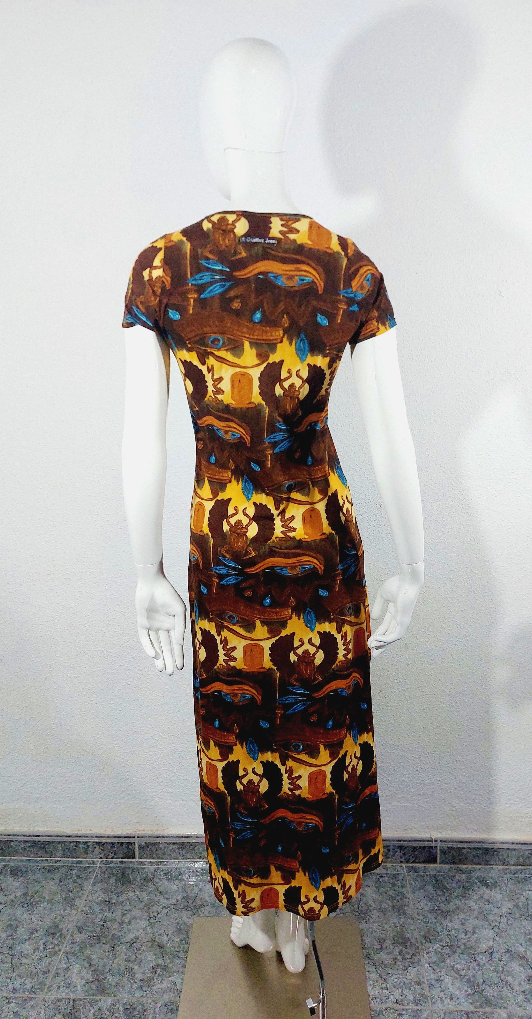 Jean Paul Gaultier Jean Paul Gaultier Egypt 1997 Horus Scarab Hieroglyph Dress Size S / US 4 / IT 40 - 7 Thumbnail