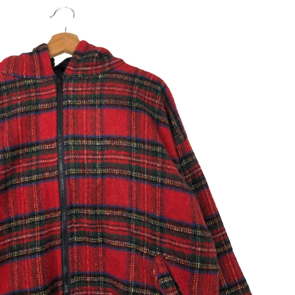 Vintage 🔥VINTAGE WOOL BOMBER JACKET MELTON USA TARTAN DESIGN CHECK Size US L / EU 52-54 / 3 - 6 Thumbnail