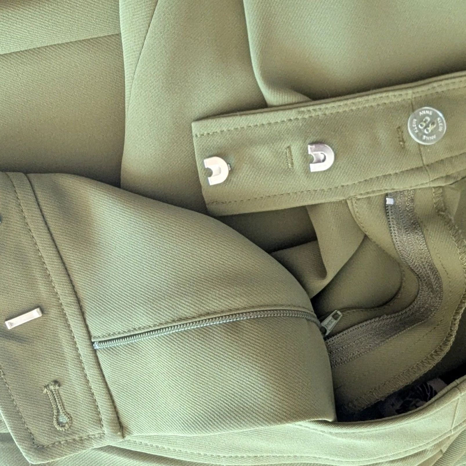Anne Klein Anne Klein Olive Green Straight Leg Patch Pocket Trouser Pants Women's 10 Size 32" / US 10 / IT 46 - 4 Thumbnail