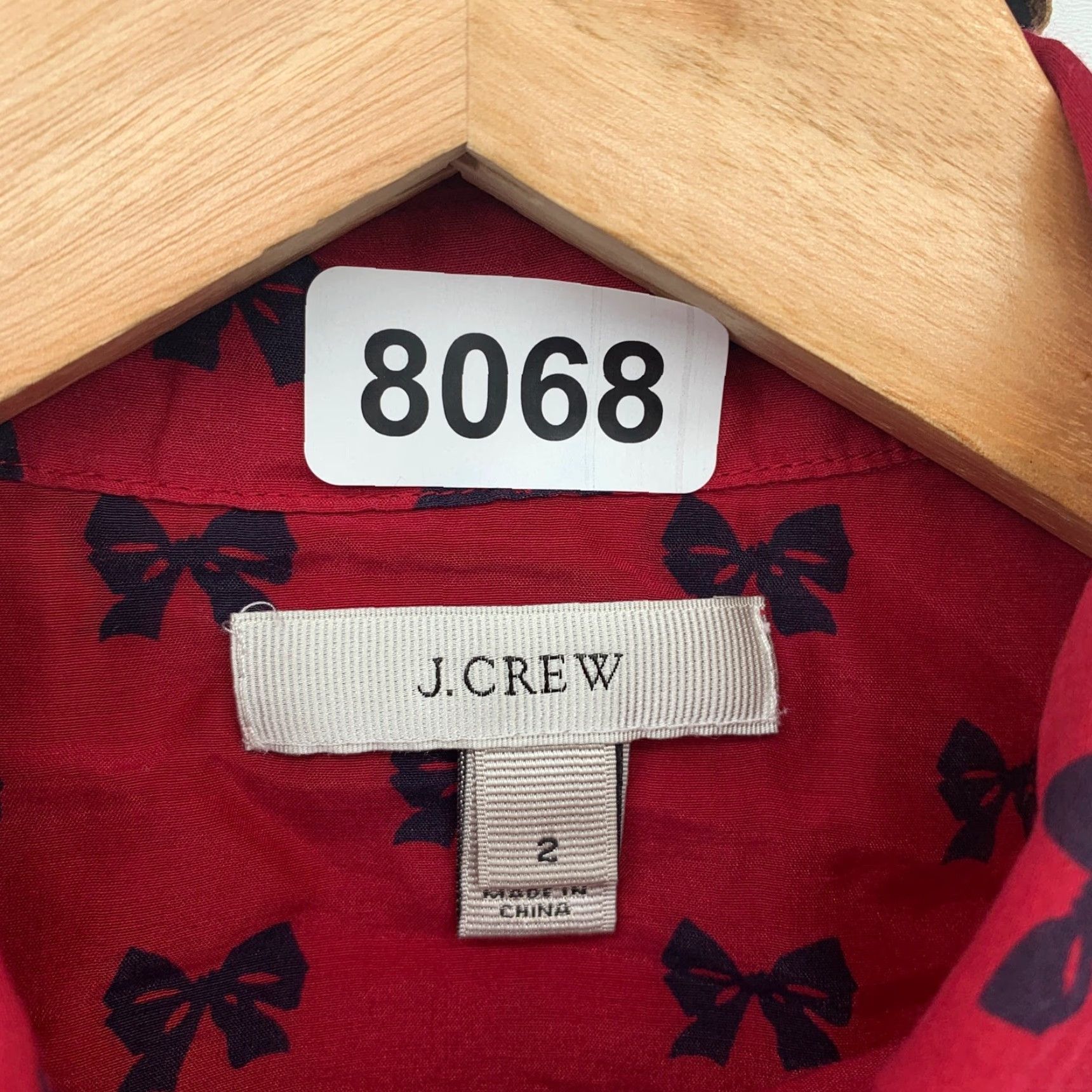 J.Crew J.CREW Button Shirt Womens Size 2 Red Long Sleeve Bow Tie AOP 18.5x25.5 Size XS / US 0-2 / IT 36-38 - 5 Thumbnail