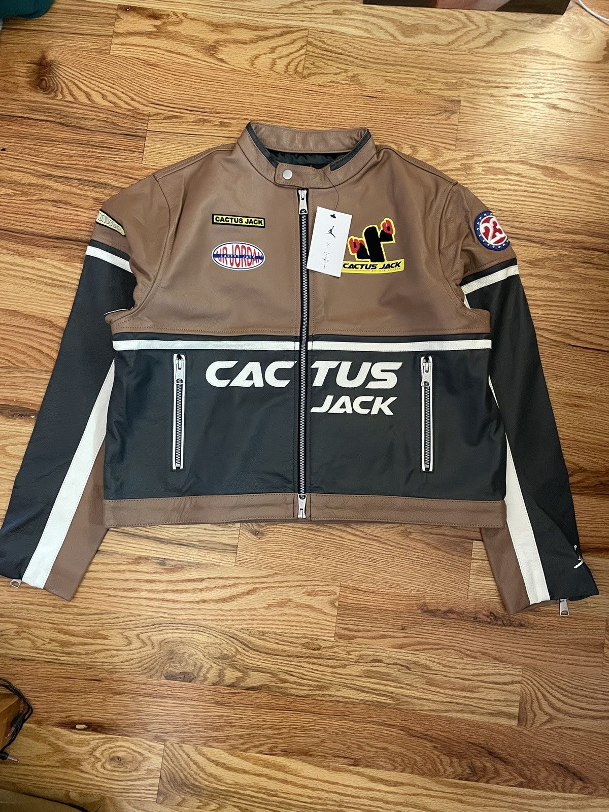 Jordan Brand  Travis Scott Cactus Jack Jordan Leather Biker Jacket NWT  DEADSTOCK XL | Grailed