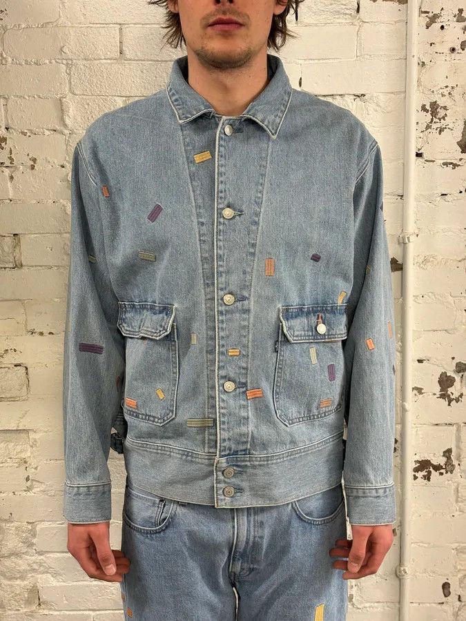 Levi's Kenzo Levi’s Embroided Blue Denim Jacket Size US M / EU 48-50 / 2 - 1 Thumbnail