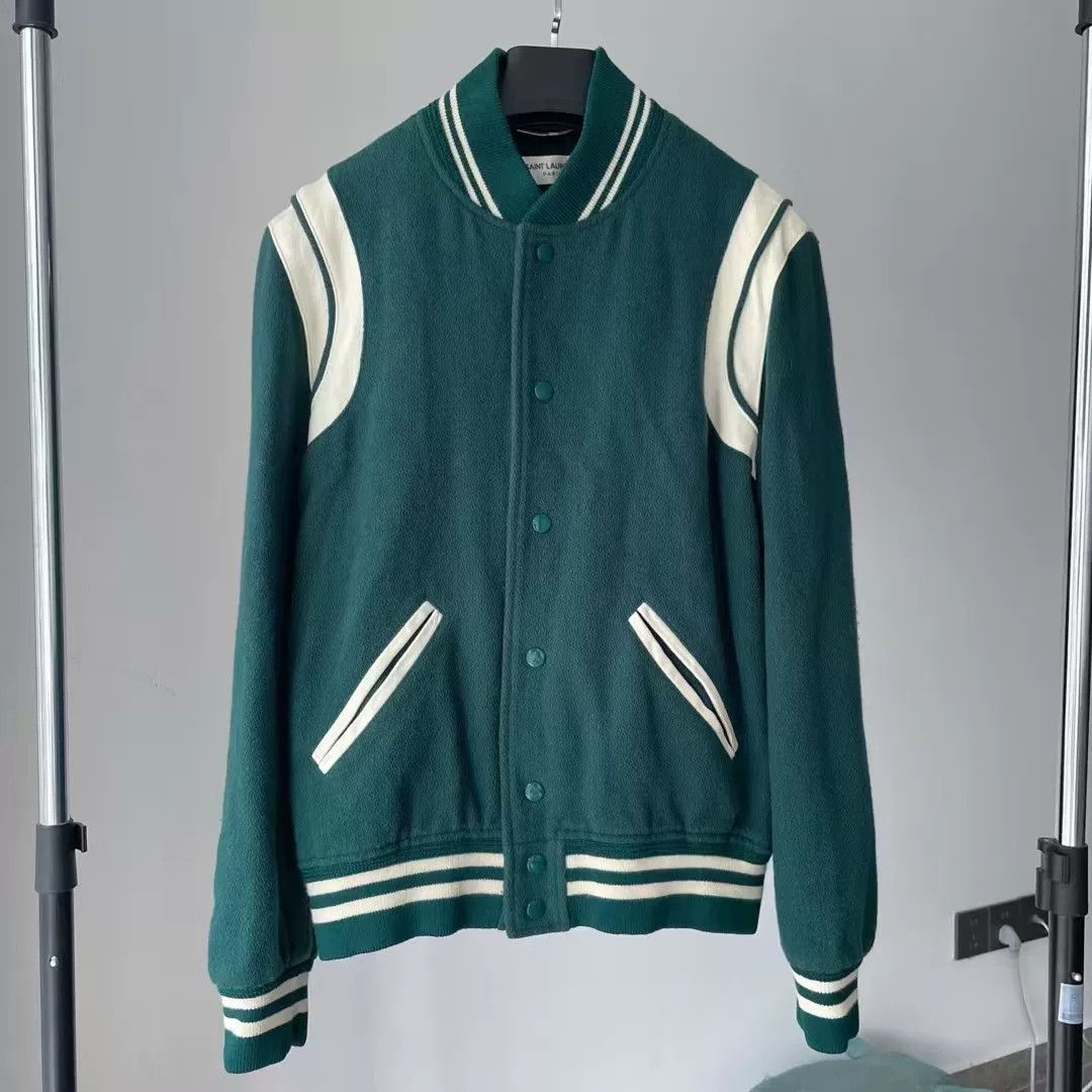 Saint Laurent Paris Saint Laurent Green Varsity Jacket Size US S / EU 44-46 / 1 - 1 Thumbnail