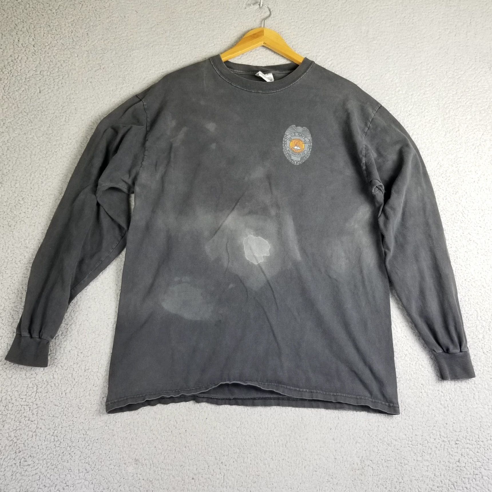Vintage VINTAGE Police US Navy Grunge Shirt Adult Large Long Sleeve Black 90s Military Mens Size US L / EU 52-54 / 3 - 2 Thumbnail