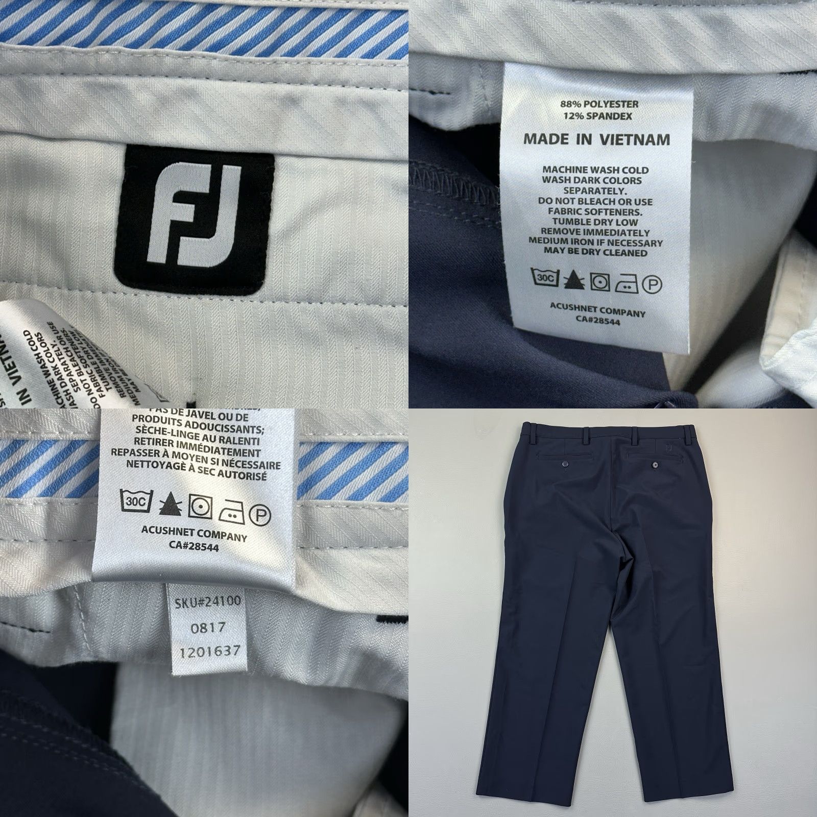 Footjoy Footjoy Pants Mens 36x25 Navy Performance Knit Chino Flat Front Stretch Golf Size US 36 / EU 52 - 8 Thumbnail