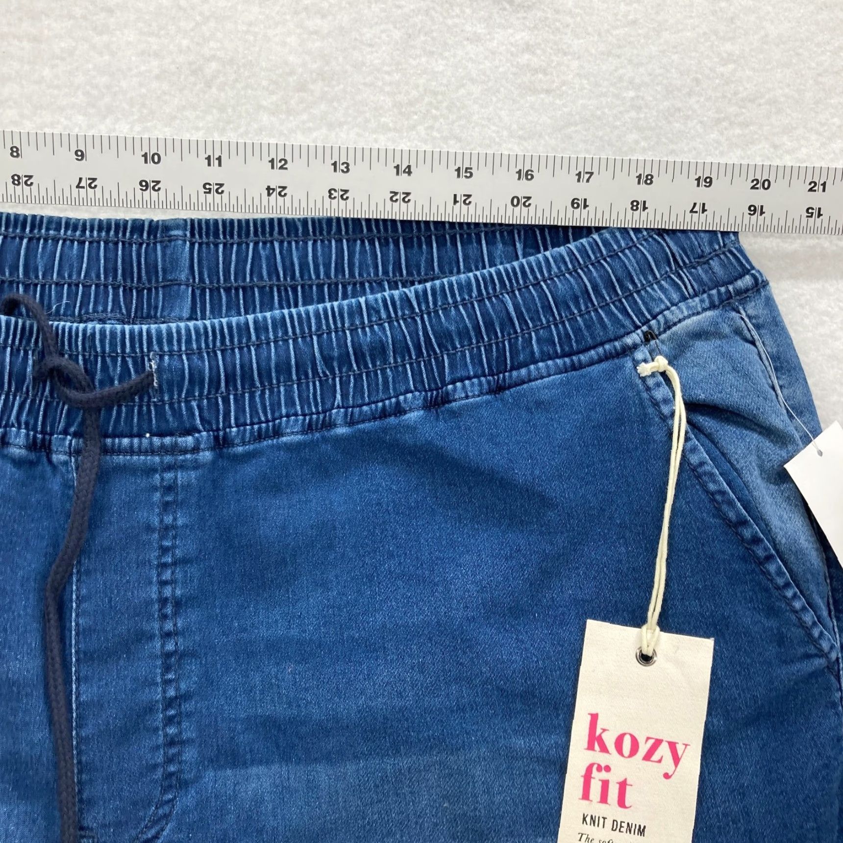 Denime YMI Pants Womens 2X Blue Kozy Fit Knit Denim Jogger Elastic Waist Plus Size NWT Size 40" / US 18 - 6 Thumbnail