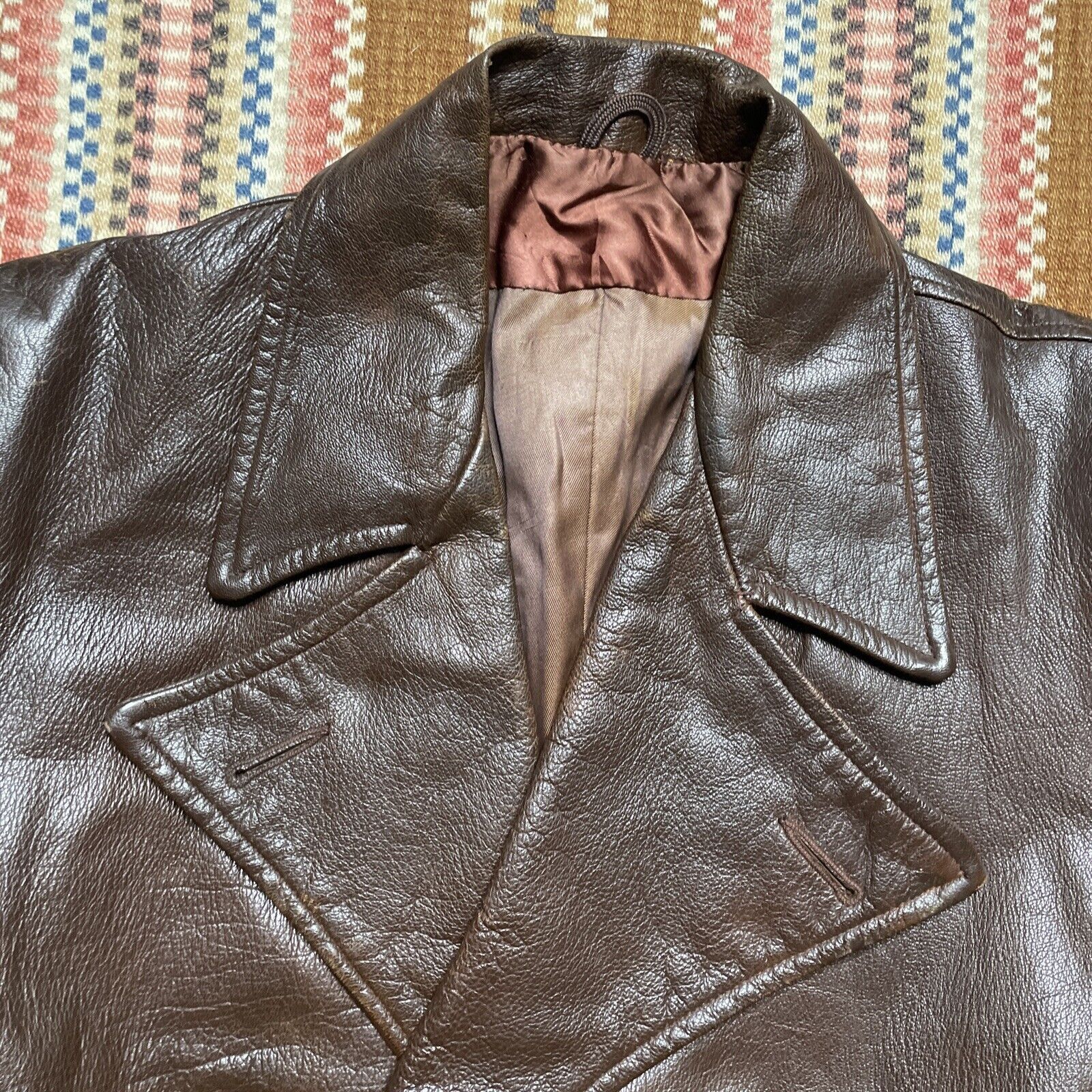 Leather × Vintage Vtg Monarch Goatskin Leather Double Breasted Trench Coat Size L / US 10 / IT 46 - 4 Thumbnail