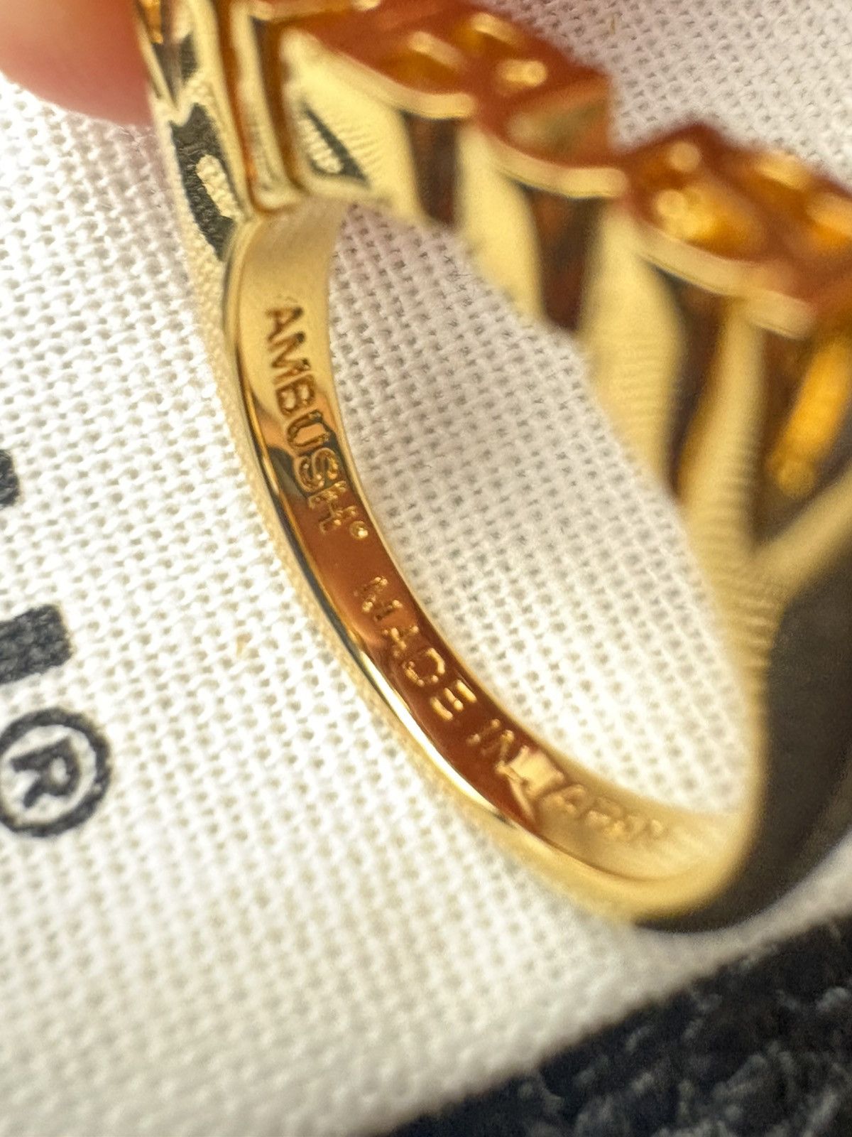 Ambush Design AMBUSH logo-lettering ring 18k gold plated Size ONE SIZE - 4 Thumbnail