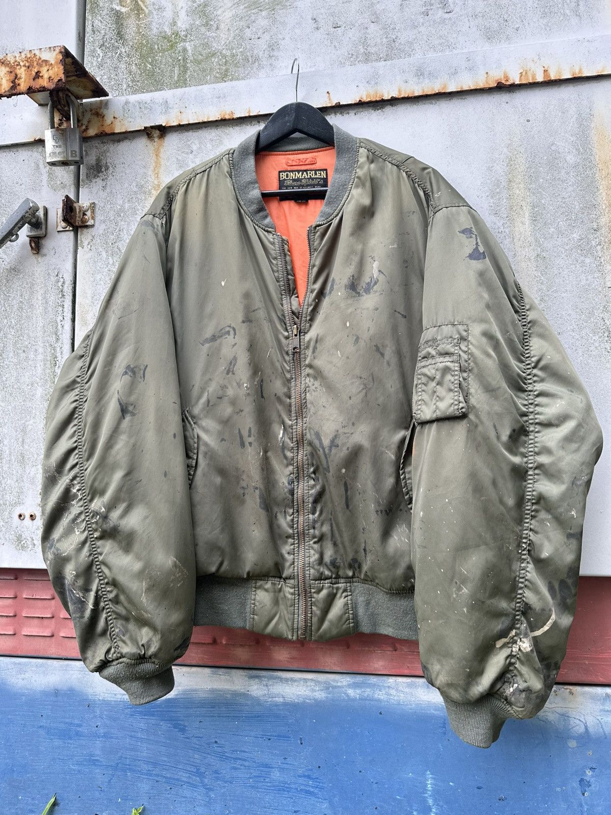 Vintage 🪖Vintage THRASHED MA-1 Man Intermediate Bomber Jacket Size US XXL / EU 58 / 5 - 5 Thumbnail