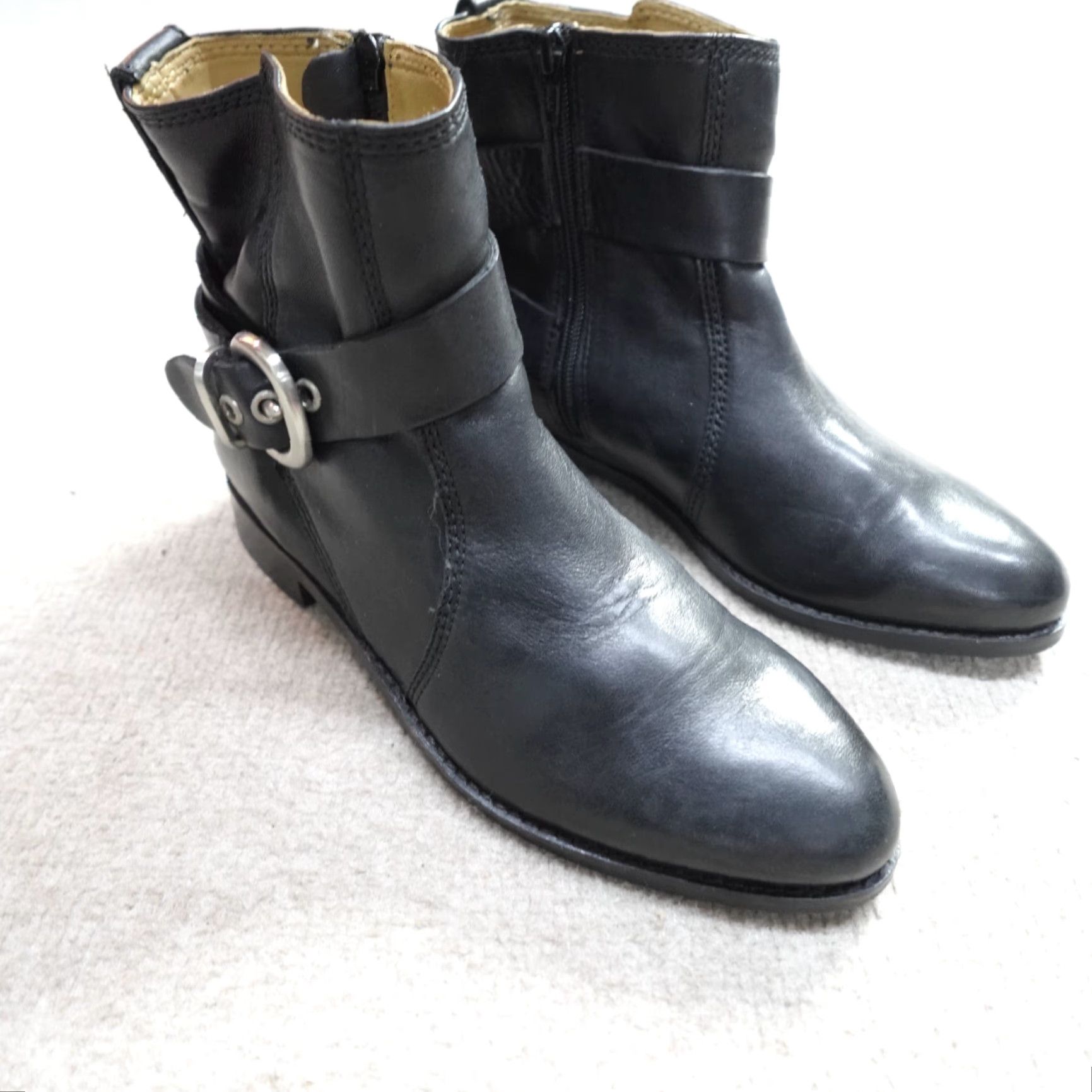 Vintage Robert Zur Women's Boots 7.5 Black Ankle Jodhpur Leather Full Zip 1.5" Heel Block Bootie Size US 8 / IT 38 - 3 Thumbnail