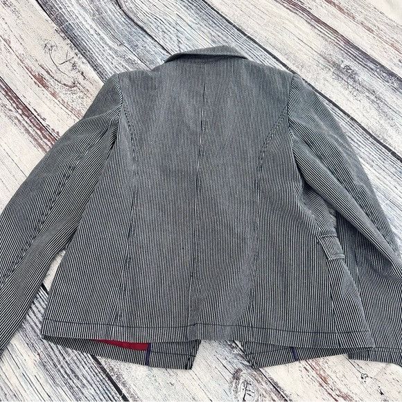 Other ANORAK Navy Pinstripe Double-Breasted Blazer Size L / US 10 / IT 46 - 4 Thumbnail