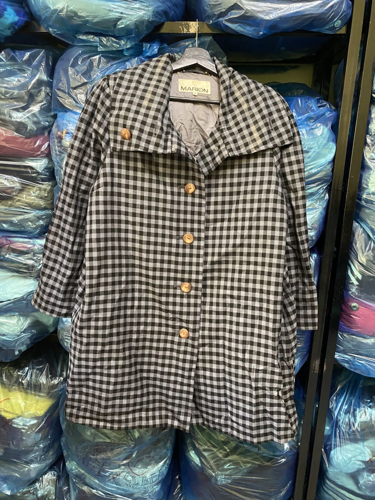 Japanese Brand VINTAGE MARION CHECKER WIDE COAT Size L / US 10 / IT 46 - 1 Thumbnail