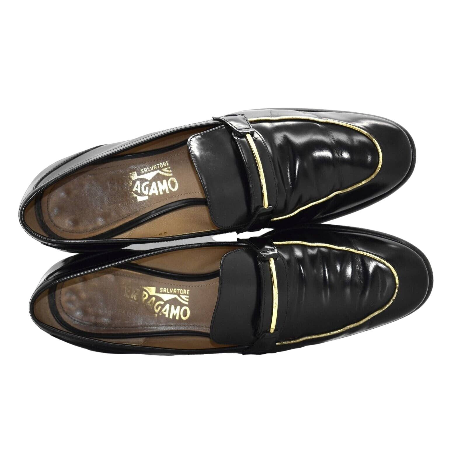 Salvatore Ferragamo B4 SALVATORE FERRAGAMO Reed Black Leather Shoes Sz 9B $495 Size US 9 / EU 42 - 3 Thumbnail