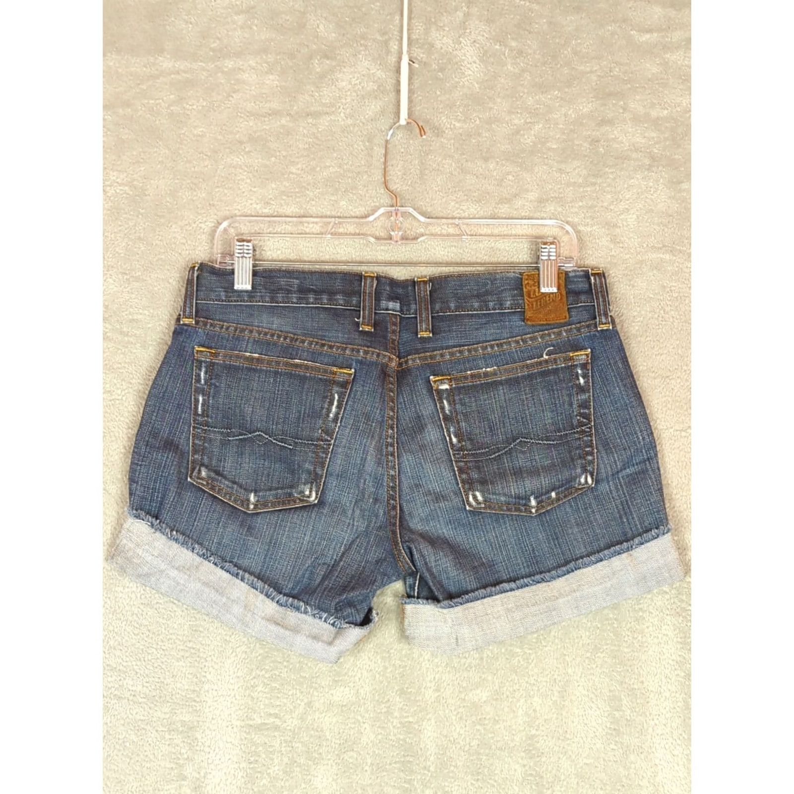 Lucky Brand Lucky Brand Shorts Womens 4 Blue Denim Riley Frayed Hem Whisker Distress selvage Distressed 5-Pocket Denim Shorts Blue Regular Size 27" / US 4 / IT 40 - 2 Thumbnail