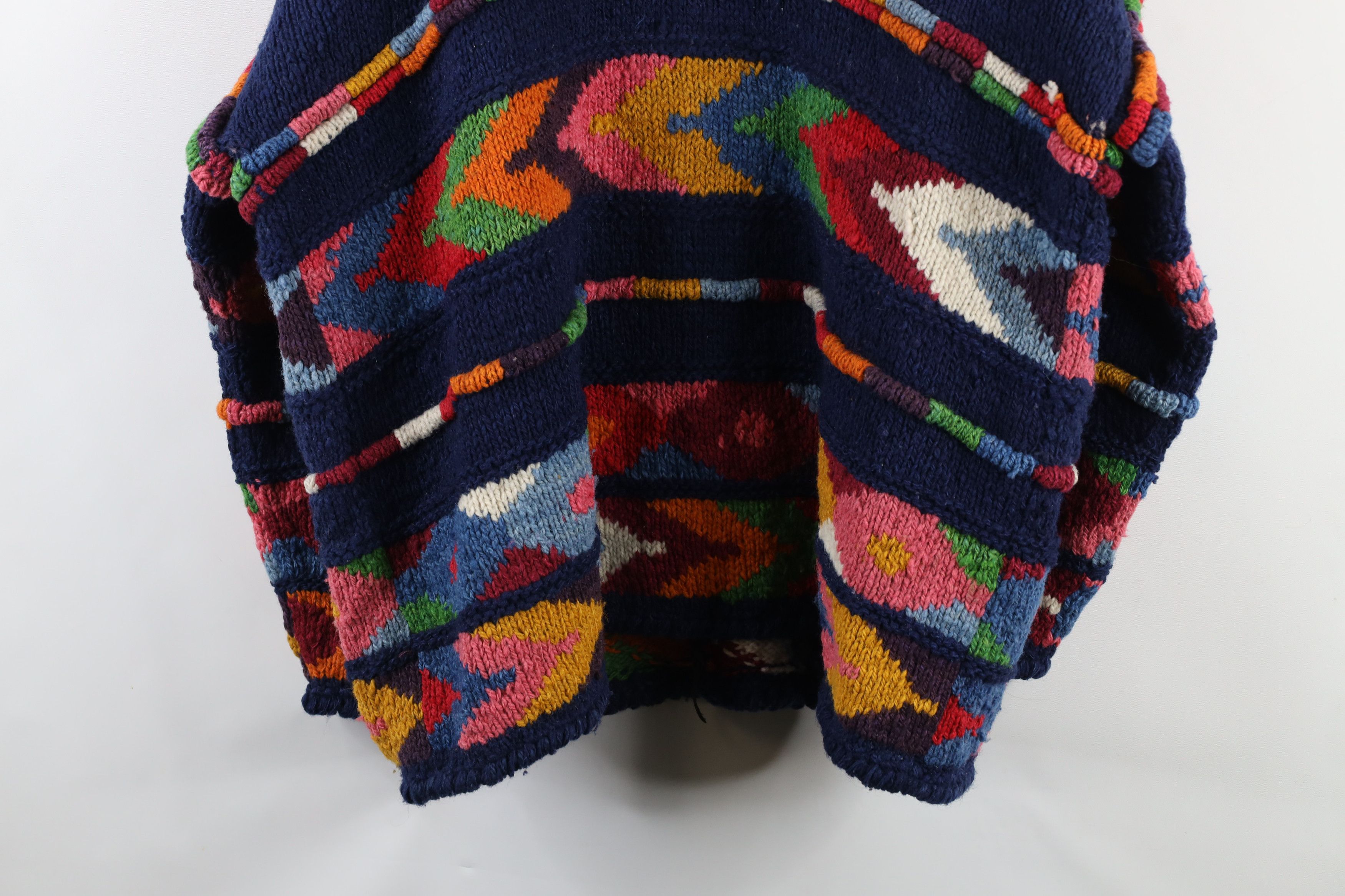Vintage Vintage 90s Streetwear Hand Knit Rainbow Cardigan Sweater Size ONE SIZE - 14 Thumbnail