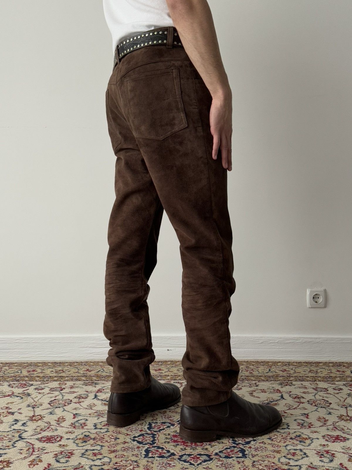 Leather × Levi's × Vintage 1970s Vintage Levi’s Cowboy Cowhide Suede Brown Pants Size US 32 / EU 48 - 2 Thumbnail