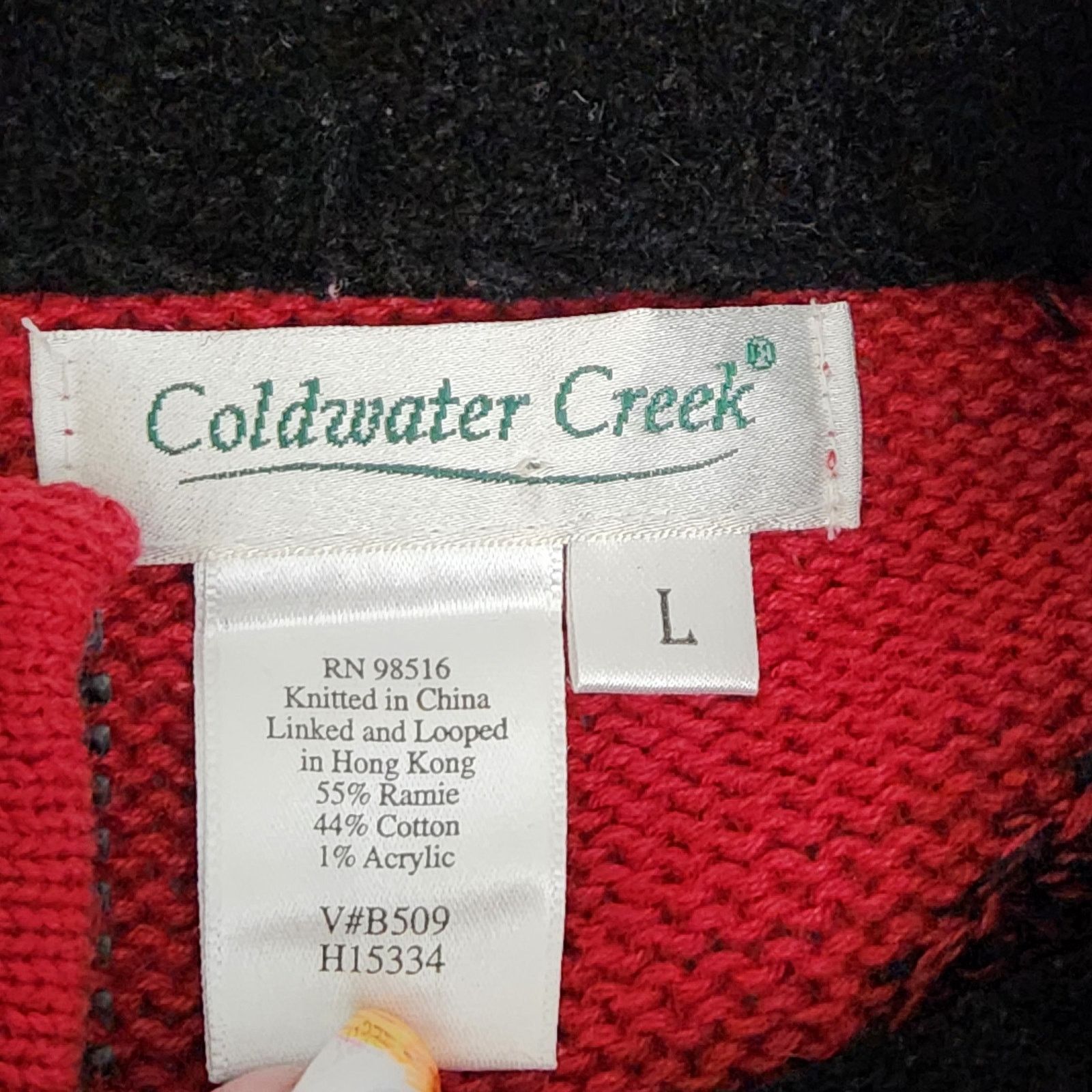 Coldwater Creek VTG Coldwater Creek Black Red Diamond Full Zip Cardigan L Size L / US 10 / IT 46 - 4 Thumbnail