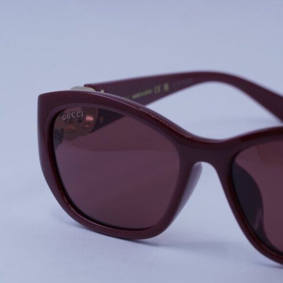 Gucci Gucci GG1826SK 003 Sunglasses Burgundy Geometric Frame Size ONE SIZE - 4 Thumbnail