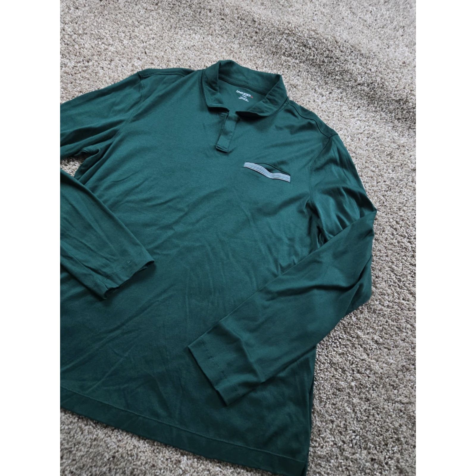UNTUCKit UNTUCKit Polo Shirt Mens Large Green Long Sleeve Cotton Pullover Size US L / EU 52-54 / 3 - 2 Thumbnail