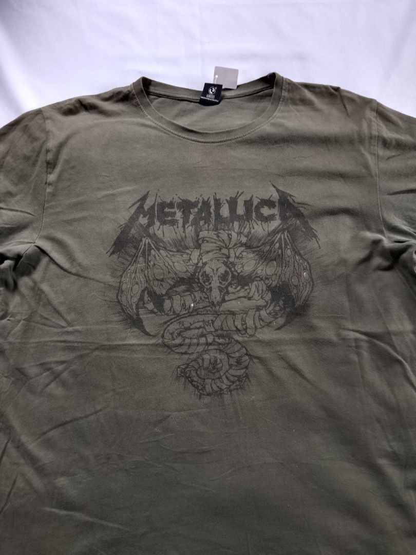 Band Tees Vintage Metallica Pushead Graphic Tshirt Olive Green Size US L / EU 52-54 / 3 - 2 Thumbnail