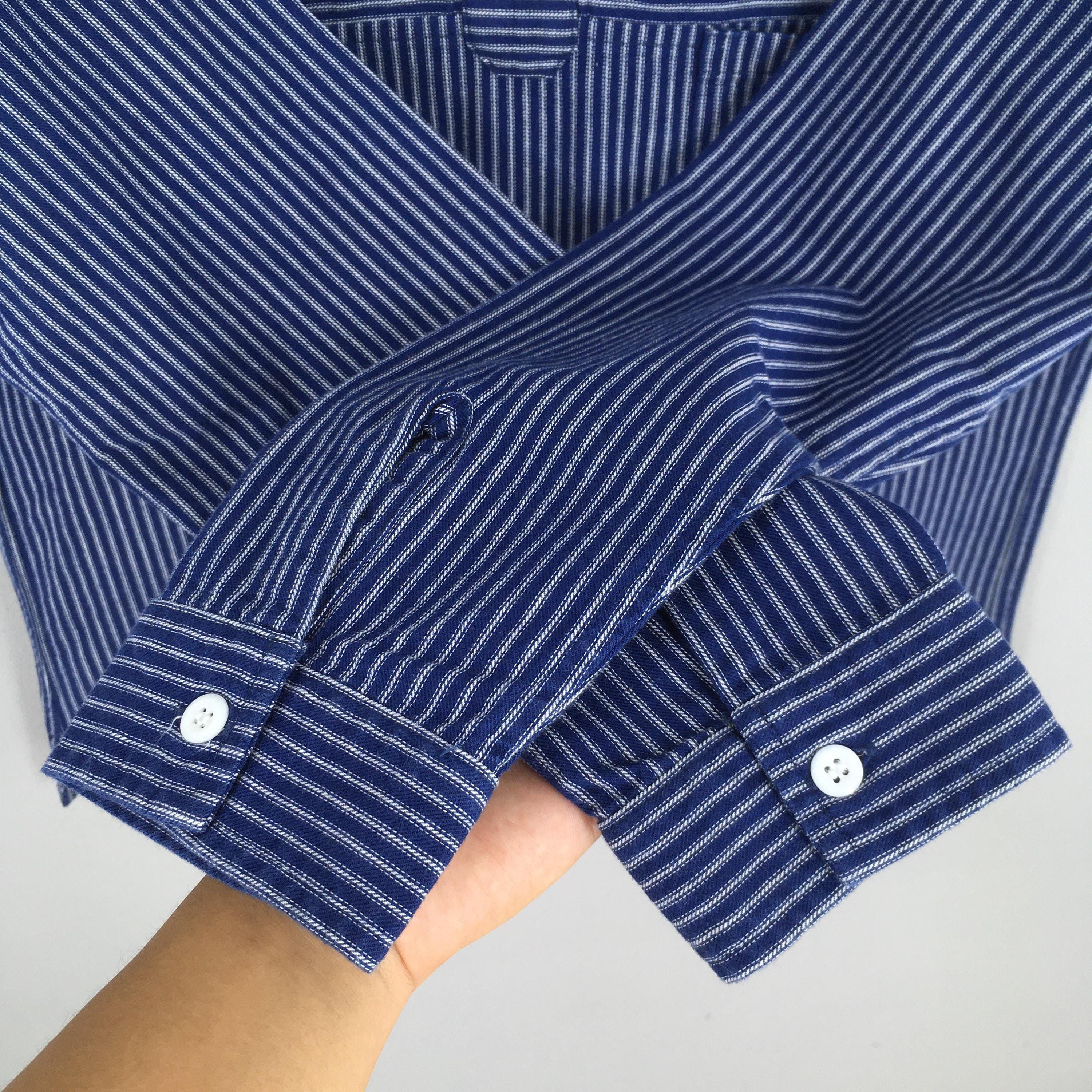 Japanese Brand × Pherrow's × Toyo Enterprises Vintage Pherrows Japan Stripes Half Zipper Shirt Large Size US L / EU 52-54 / 3 - 4 Thumbnail
