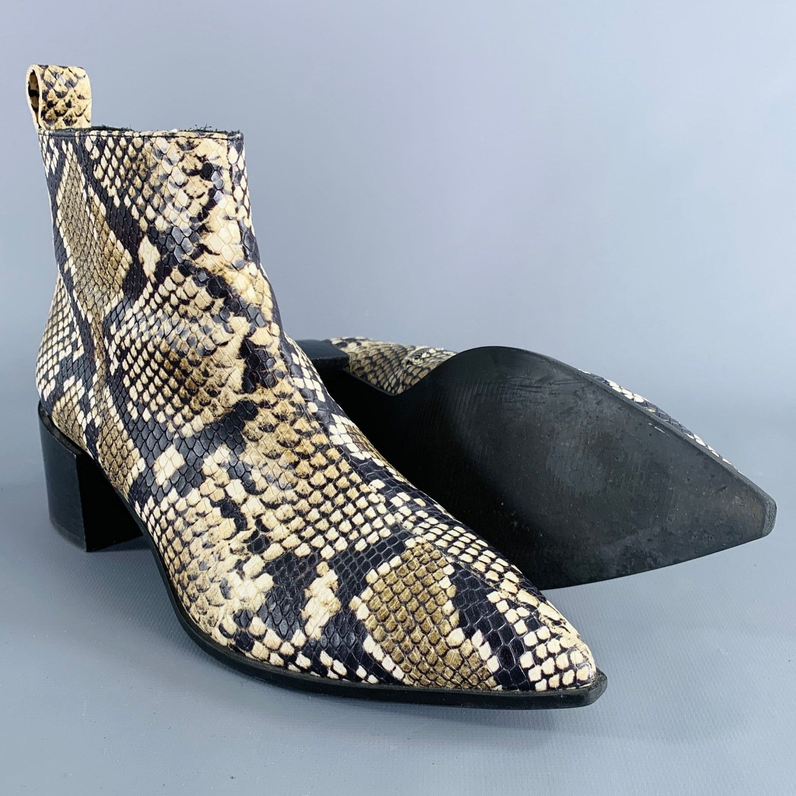 Everlane EVERLANE Size 6.5 Brown Cream Leather Snake Embossed Boots Size US 6.5 / IT 36.5 - 5 Thumbnail