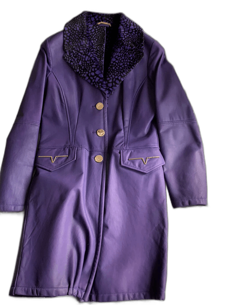 Versace VERSACE COLLECTION Purple Kangaroo Leather Coat - dmc Size L / US 10 / IT 46 - 1 Thumbnail