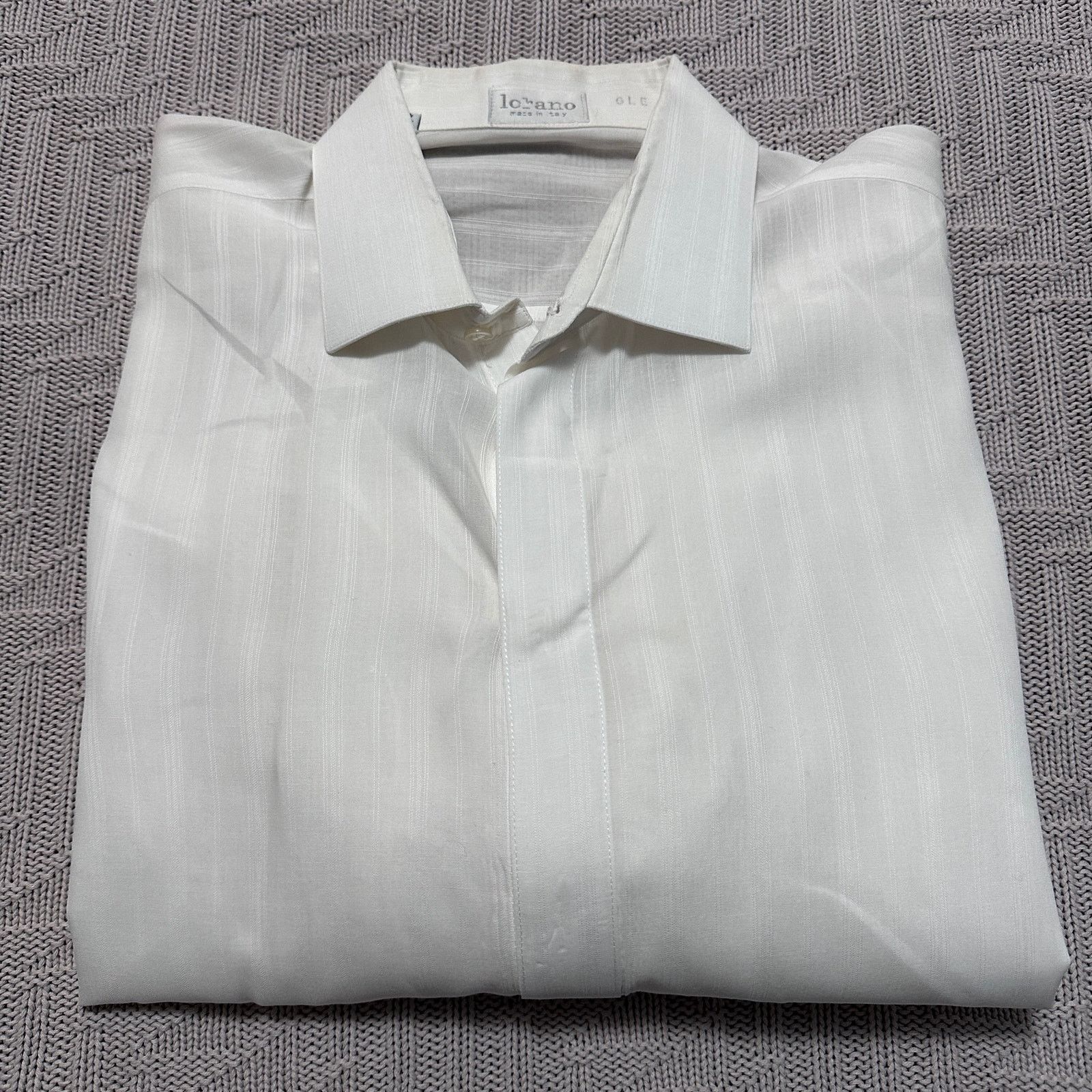 Vintage Vintage Lorano white monotone stripe button down size 17 Size US XL / EU 56 / 4 - 1 Thumbnail