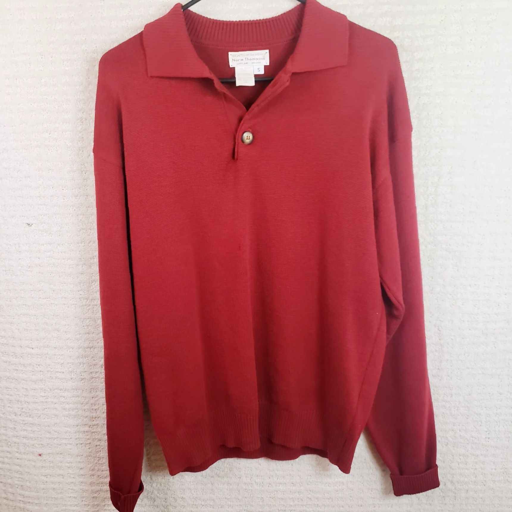 Jim Thompson Norm Thompson Merino Wool Sweater Men's S Red Pullover Collared Elbow Pads Shirt Crewneck? Size US S / EU 44-46 / 1 - 2 Thumbnail