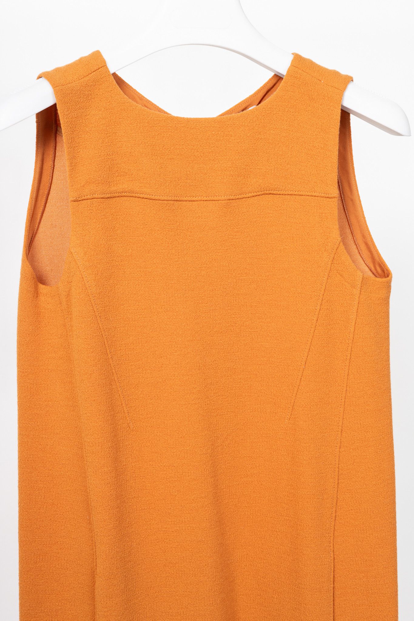 Armani Collezioni Armani Collezioni Orange Wool-Terry Sleeveless Sheath Dress Size M / US 6-8 / IT 42-44 - 3 Thumbnail