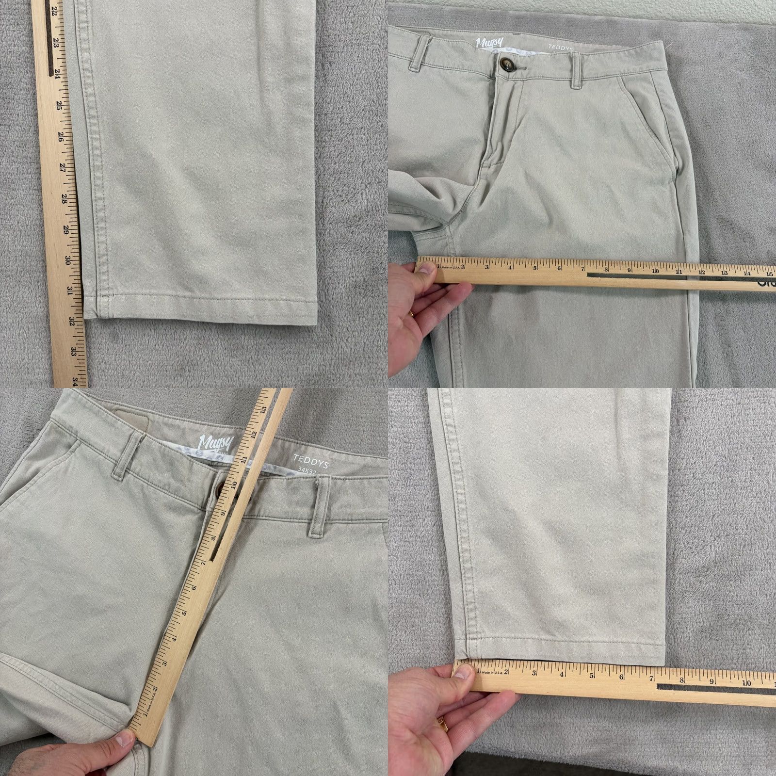 Vintage Mugsy Teddys Casual Khaki Beige Pants Slim Straight Mens 34x32 Stretch Chino Comfort Fit Size US 34 / EU 50 - 8 Thumbnail