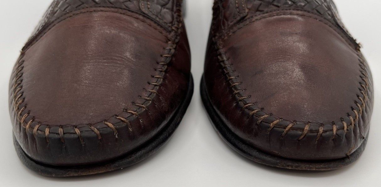 Santoni Santoni Italy Handwoven Brown Leather Penny Loafers Size 9D Size US 9 / EU 42 - 7 Thumbnail