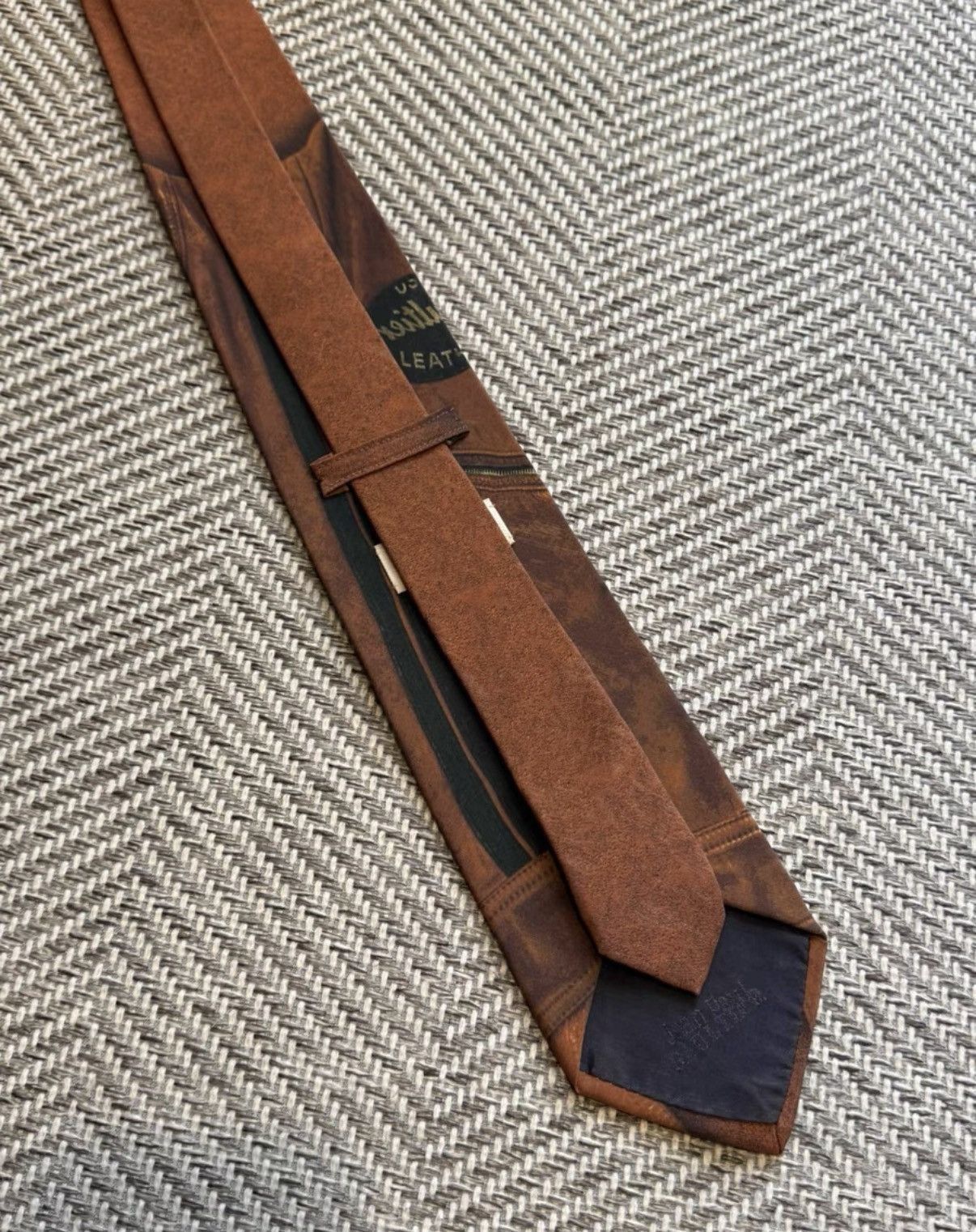 Jean Paul Gaultier Brown Denim Jacket Print Necktie Size ONE SIZE - 4 Thumbnail