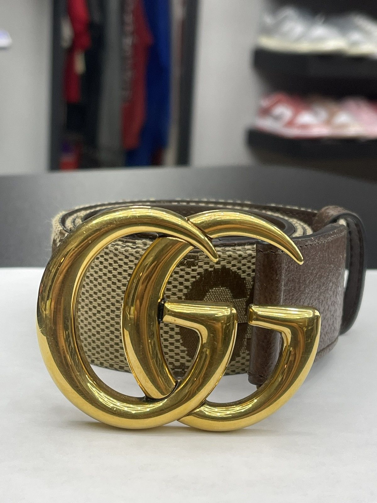 Gucci Size 36/90 - Gucci Monogram GG Textured Calfskin Double G Size 36 - 1 Thumbnail