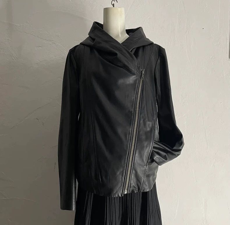ジャケット・アウター HELMUT LANG drape Sheep Leather Jacket Helmut Lang Helmut Lang Helmut lang Sheep leather zipper leather
