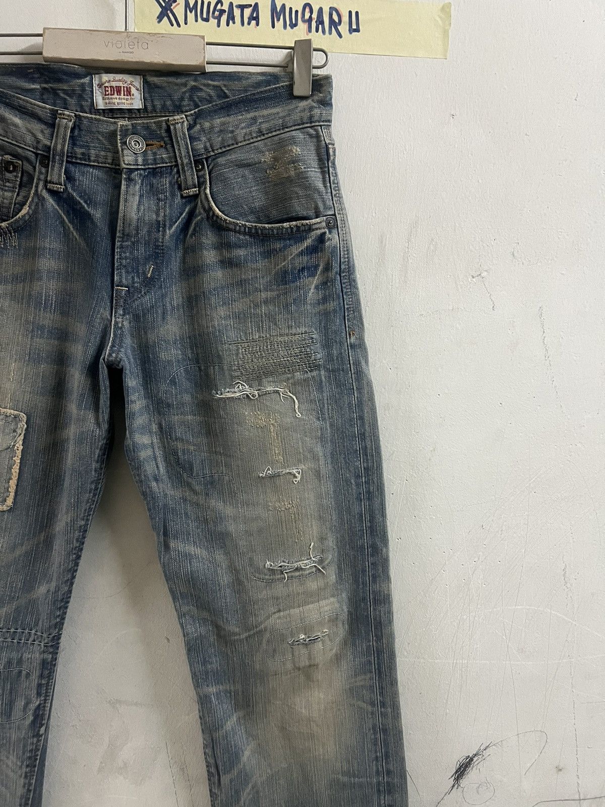 If Six Was Nine × Japanese Brand × Vintage THRASHED EDWIN XV DISTRESSED DENIM PANT Size US 29 - 5 Thumbnail