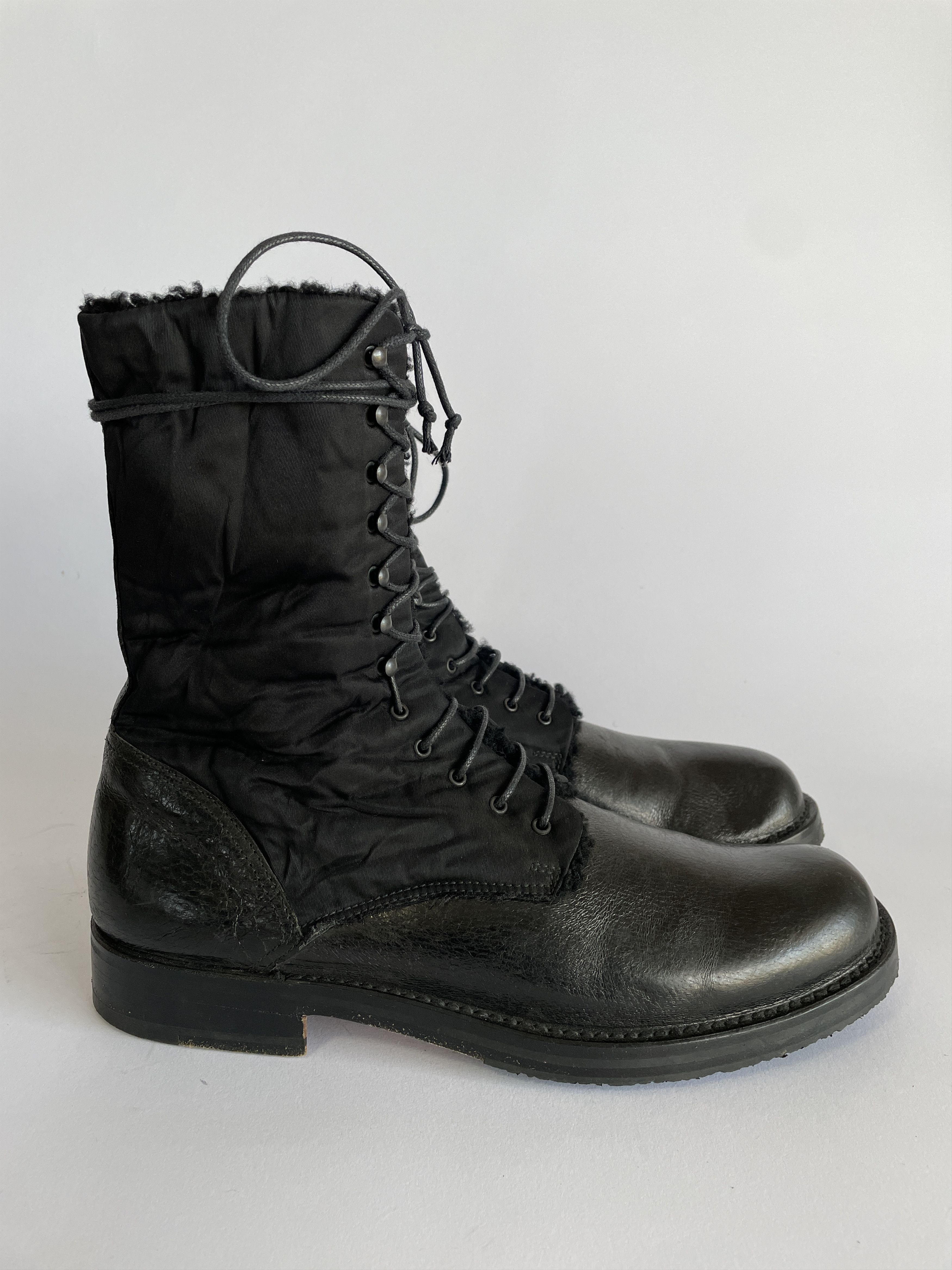 JIL SANDER Mens Black Leather\Nylon Combat Boots SIZE 8 UK