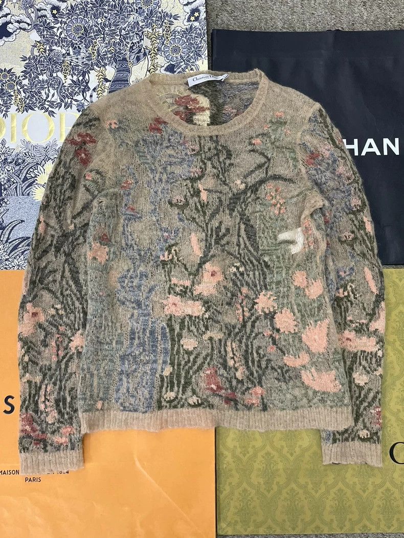 Dior Dior Floral Embroidered Mohair Sweater Size US M / EU 48-50 / 2 - 1 Thumbnail