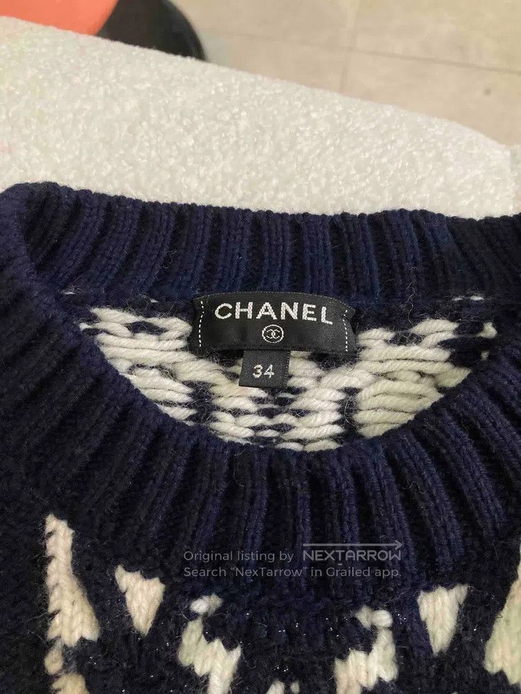 Chanel Chanel Blue and white glitter knitted sweater Size XXS / US 00 / IT 34 - 8 Thumbnail