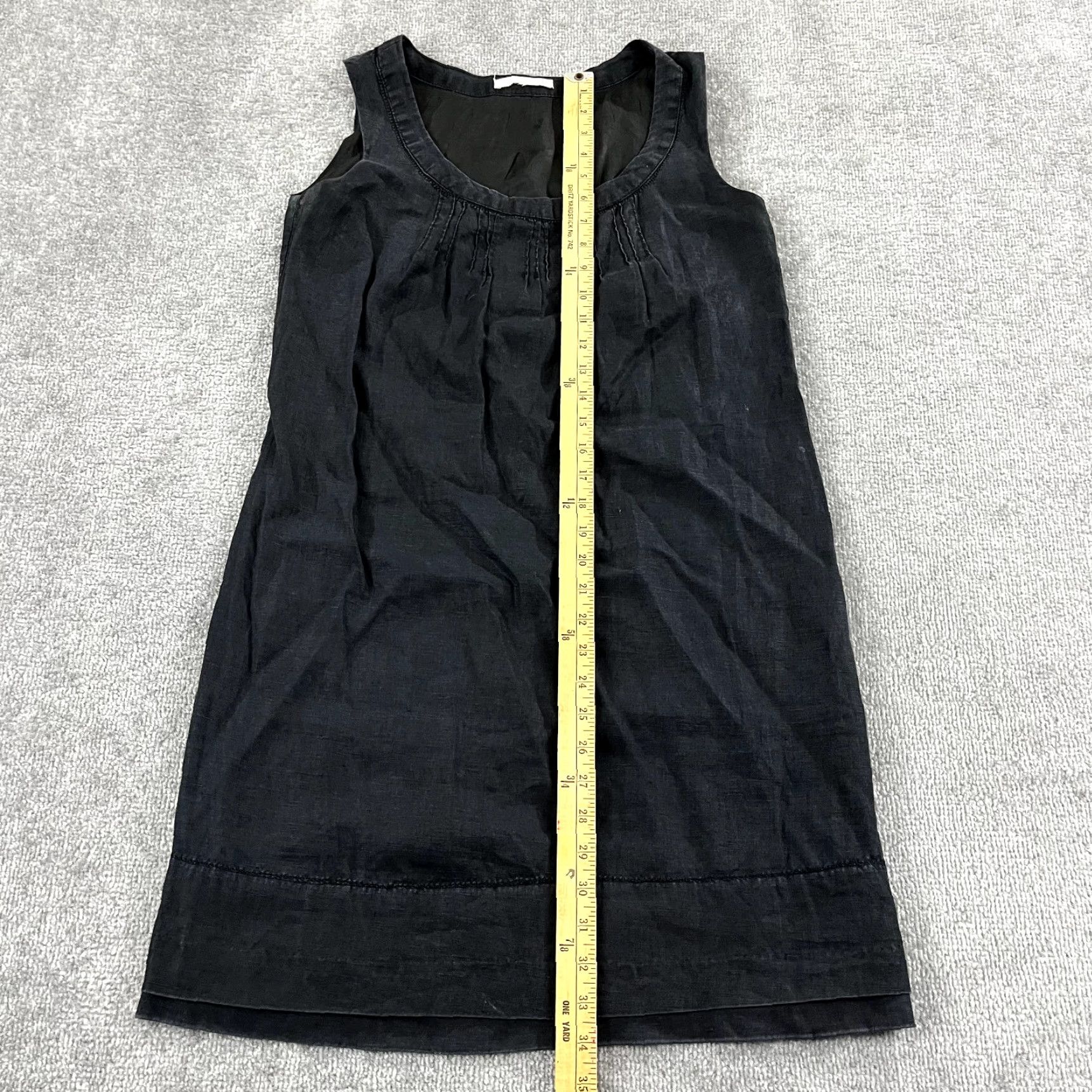 Vintage TWEEDS DRESS Womens M/L Black Short Shift Linen Lined Scoop Neck Sleeveless Top Size M / US 6-8 / IT 42-44 - 3 Thumbnail