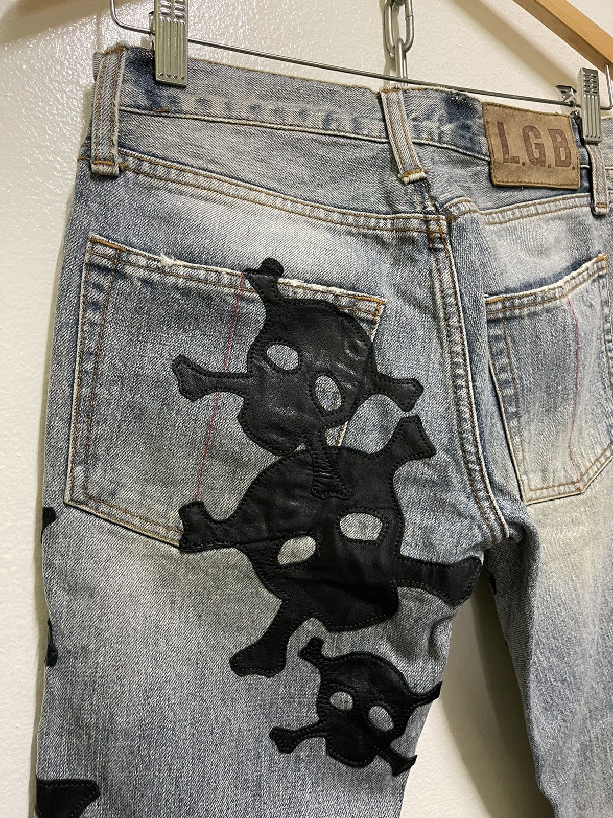Le Grande Bleu (L.G.B.) Le Grand Bleu Skull Patchwork Crazy Wolf Cut Flares Denim Size US 28 / EU 44 - 9 Thumbnail
